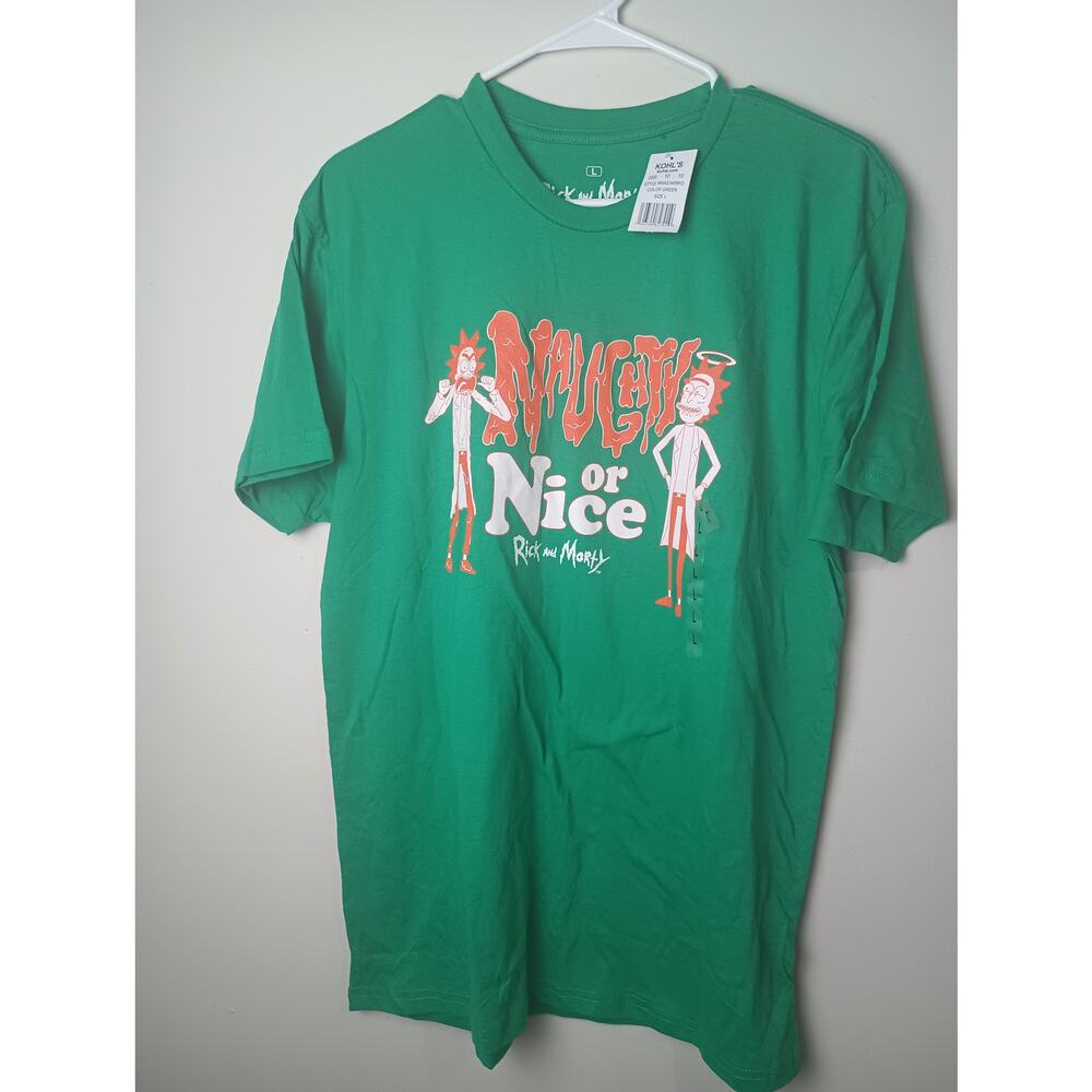Rick And Morty Naughty or Nice Christmas Holiday T-Shirt Men's Large NWT Gift